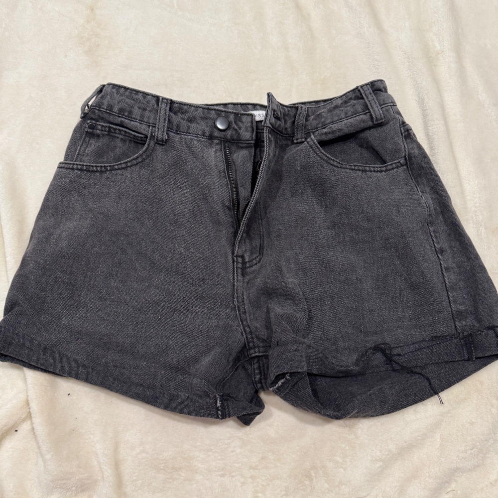 Dissh Black Denim‎ Shorts Size 12 High Waisted Casual Cuffed